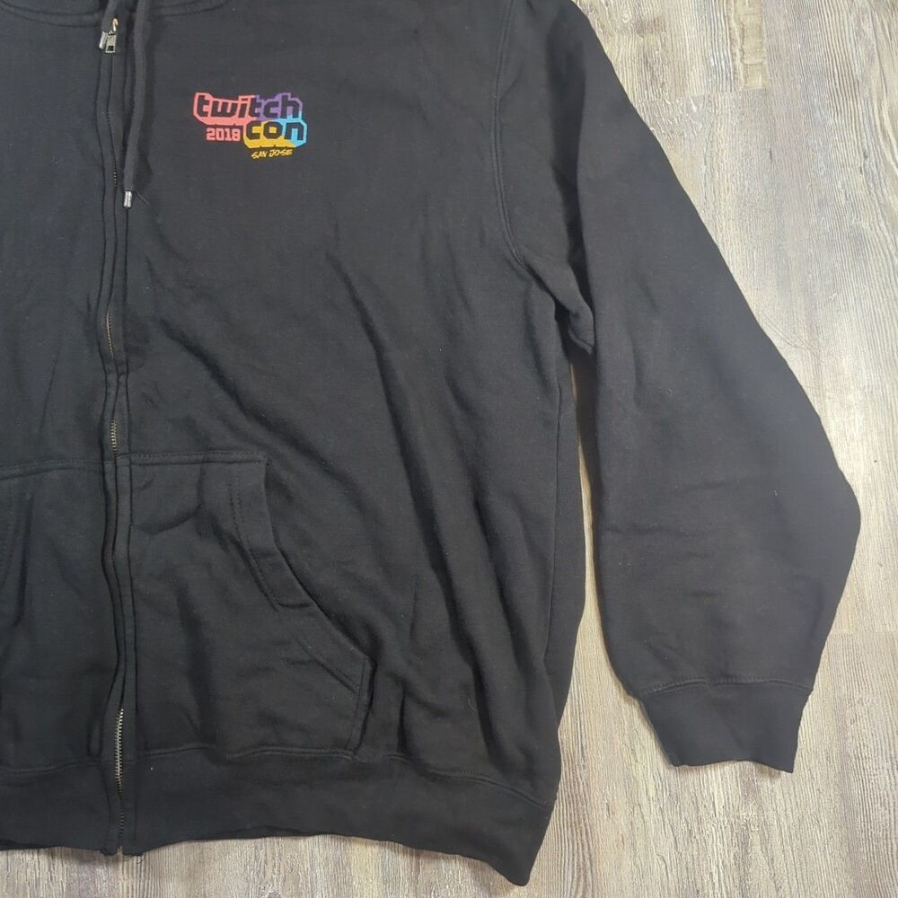 Twitch Con 2018 San Jose Jacket Mens 3XL Black Zip Hooded Gaming Streaming - Picture 4 of 13